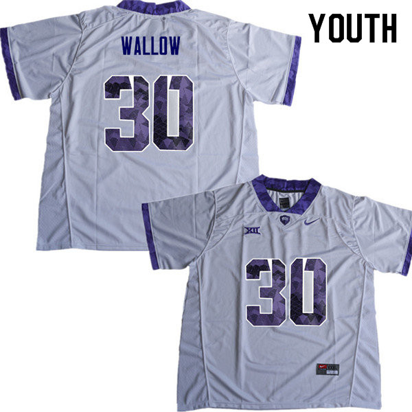 Youth #30 Garret Wallow TCU Horned Frogs College Football Jerseys Sale-White - Click Image to Close